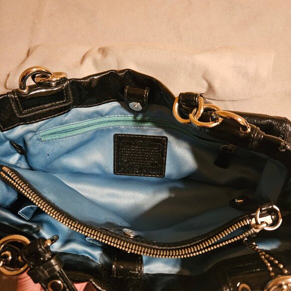 Coach Black Pantent Leather Handbag lots of pockets comes with Dust Bag - Picture 6 of 16